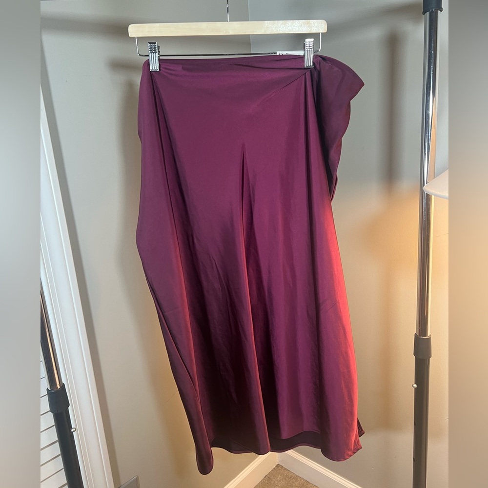 Old Navy Satin Midi A-Line Skirt Bordeaux 2X Plus
